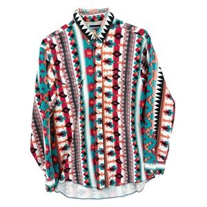 WRANGLER Vintage 90’s Western Shirt Button Up Shirt Aztec